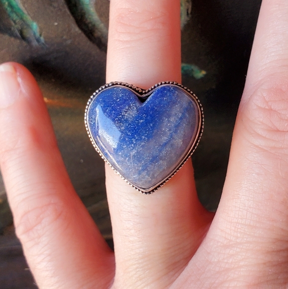 New Heart Shaped Lapis Lazuli 925 Silver Ring. - Picture 4 of 16
